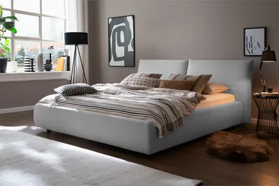 Produktbild von KAWOLA Bett HENRY Polsterbett Cord hellgrau 160x200cm