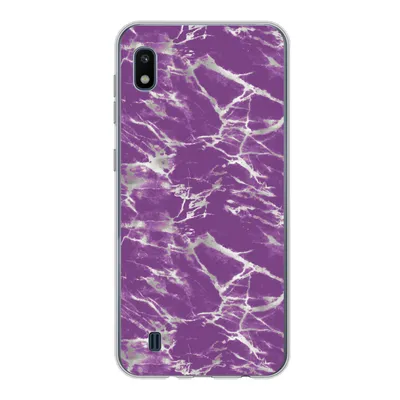 Produktbild von MuchoWow® Handyhülle Schutzhülle Hülle für Samsung Galaxy A10 Violett - Weiß - Marmor - Muster Silikon Softcase Handy Hülle - Schutzhülle