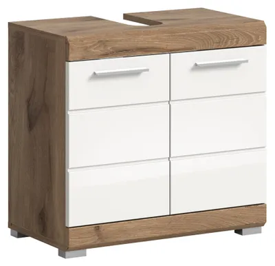 Produktbild von Badezimmerschrank mit Waschbecken in Weiß Hochglanz