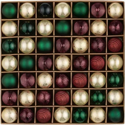 Produktbild von Christbaumkugeln - 49 Stück Set mit Aufhängern - Weihnachtsbaumschmuck - Rot Grün Gold 3 cm