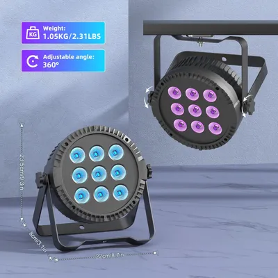 Produktbild von LED-Parscheinwerfer - DMX-Bühnenlicht - 8er-Set - 4-in-1-RGBW - 9 LEDs - 60 W - DMX 512 und Soundsteuerung - EU-Stecker