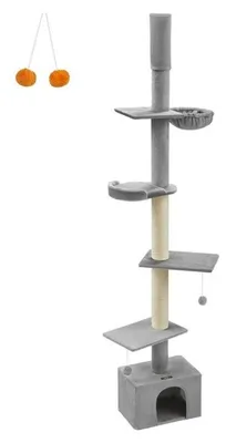 Obrázek produktu pro Kočičí věž na strop, výška 231-291 cm, světle šedá barva