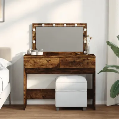 Produktbild von "im Angebot" Schminktisch mit LED-Beleuchtung Räuchereiche 100x40x120 cm - Schminktische CC23502