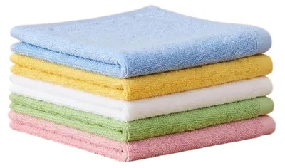 Zdjęcie produktu dla Zestaw 5 sztuk ręczników do mycia z bawełny frotte, 25x25 cm, z pętelką do zawieszania