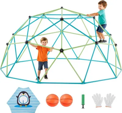 Immagine prodotto di Cupola d'arrampicata Telaio d'arrampicata geometrico 305 cm - con guanti e 2 palloni da basket - Capacità di carico fino a 453 kg - Per bambini dai 3 ai 10 anni - Gioco da esterno in giardino