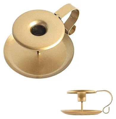 2 Retro-Kerzenhalter aus Eisen, gold, kegelförmig, 13x6 cm