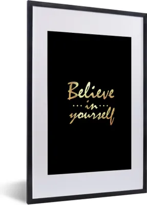 Produktbild von MuchoWow® Gerahmtes Poster Zitat - Zuversicht - Gold 40x60 cm - Poster mit Schwarzem Bilderrahmen Wandposter Rahmen Foto Bilder - Poster in Rahmen