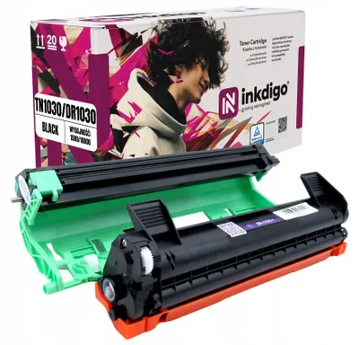 Produktbild von Inkdigo Trommel + Toner TN1030 DR1030 für Brother DCP-1510, DCP-1510E, DCP-1601, DCP-1610W – Schwarz,