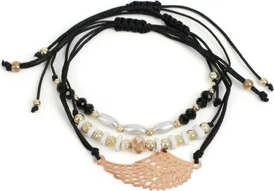 Produktbild von styleBREAKER Damen Stoff Armband 3er Set mit Flügel und Perlen, Schmuck 05040161