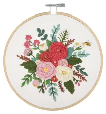 Stickerei-Set für Anfänger – Rosen, 15 cm, mit Stickrahmen