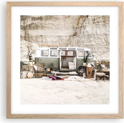 Produktbild von Gerahmtes Poster - Rahmen in heller Eiche - Wohnmobil Boho Möbel - 40x40 cm - Wand Bild - Wanddeko - Wandbilder - Kunstposter - Wandposter - Bilderrahmen - Bilder - Kunstdruck - P2NAC40x40-4542