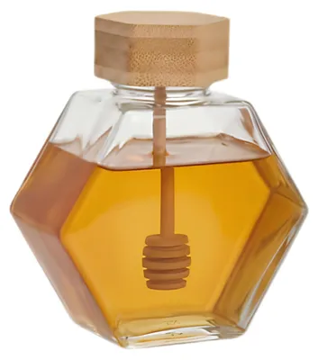 Produktbild von 5Five Honigglas mit Honigloffel - transparent - 12 x 13 cm - Glas/Holz - 500 ml