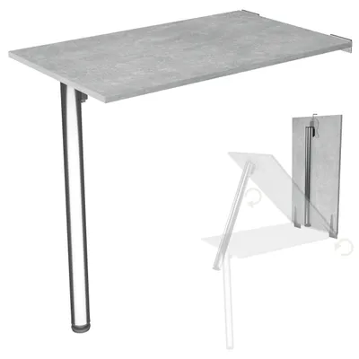 Image de Table pliante murale avec pied Plateau 80x50 cm en aspect béton Table pliante Table de repas Table de cuisine murale Bar stable