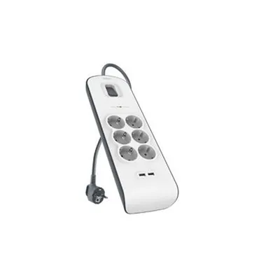 Productafbeelding van Belkin Surge Plus overspanningsbeveiliging, 6 stopcontacten, inclusief 2 x USB-poorten, 2,4A