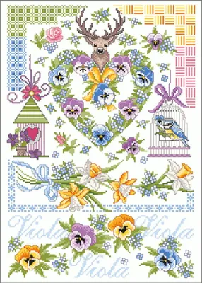 Productafbeelding van Lindner's Kreuzstiche, kruissteekpatroon "Geur van de lente", artikelnummer 064