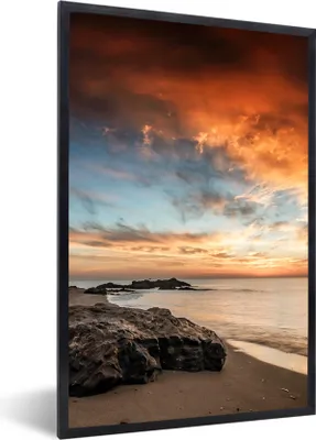 Produktbild von MuchoWow® MuchoWow® Gerahmtes Poster Strand - Himmel - Meer 60x90 cm - Poster mit zchwarzem Bilderrahmen - Kunst