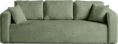 Produktbild von Best Möbel Miro - 3-sitzer Einzelsofa - Schlaffunktion und Bettkasten - aus strukturiertem Samt , Salbeigrün