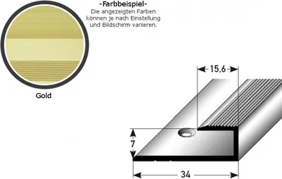 Produktbild von Einschubprofil "Waterford" für Laminat, 7 mm Einfasshöhe, Aluminium eloxiert, gebohrt-goldfarbig-2700