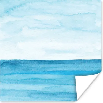 Produktbild von MuchoWow® Poster Meer - Aquarell - Blau 100x100 cm - Babyzimmer