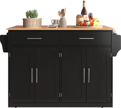 Produktbild von Servierwagen mit klappbarer Tischplatte Esszimmer Kuecheninsel Kuechenwagen mit Rollen und austauschbaren Holzbeinen ideal fuer Kueche und Esszimmer