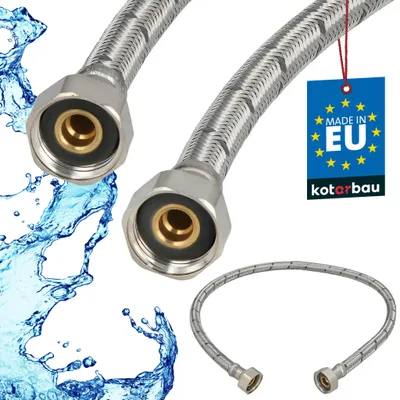 Produktbild von KOTARBAU® Flexschlauch 1/2 Zoll Wasserschlauch 70cm Panzerschlauch 1/2“x1/2“ Anschlussschlauch für Armatur Schlauch Für Wasserhahn Edelstahlummantelt