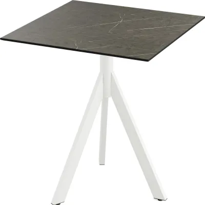 Produktbild von Infinity Tripod Terrassentisch Weiß frame + Midnight Marble HPL 70x70 cm