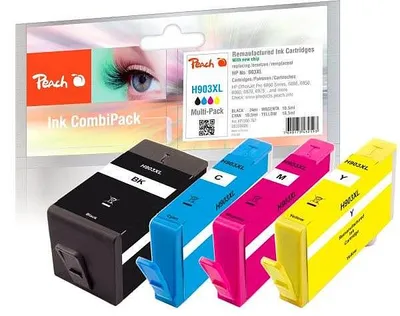 Produktbild von Peach PI300-864, Hohe (XL-) Ausbeute, Schwarz, Cyan, Magenta, Gelb, 25 ml, 12 ml, 4 Stück(e), Multipack