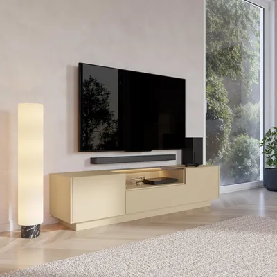 Image de Kakaha - Meuble TV, 176x40x43h cm Marron Clair, un Tiroir
