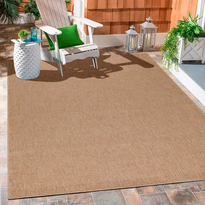 Produktbild von Koberceprodej24 Vnitřní venkovní koberec Flatweave Přírodní sisal vzhled odolný proti povětrnostním vlivům Obývací pokoj Balkon Kuchyně Terasa Skandinávský Boho Design Velikost 200x290 cm