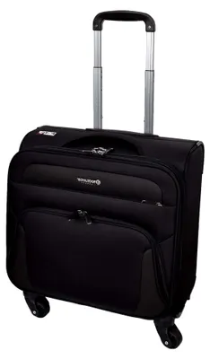 Produktbild von Pilotenkoffer mit 4 Rollen für Handgepäck, Business Organizer, Bürotrolley, Kabinentasche, Schwarz