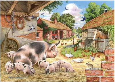 Image de Maison des Puzzles Puzzle Poppy's Piglets 500 Teile XL Bauernhof