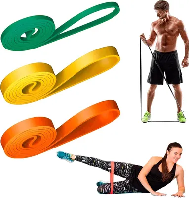 Image de Ensemble de 3 bandes de résistance pour le fitness, avec des résistances de 35, 45 et 60 kg