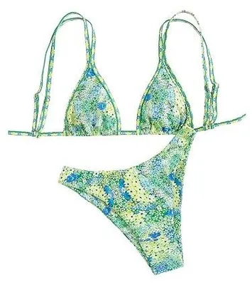 Zdjęcie produktu dla Bikini damskie boho stringi wysokim stanem kwiatami wzorem