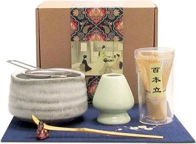 Produktbild von Famanu Matcha Tee Set mit traditionellem Bambusbesen - 7-teilig