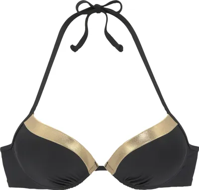 Produktbild von LASCANA Push-Up-Bikini-Top Elodie schwarz-goldfarben Größe 32 Cup A