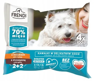 Zdjęcie produktu dla Mokra karma dla psa Frendi indyk, dziczyzna saszetki 4x100g