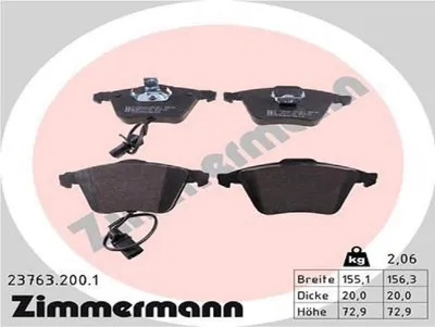 Produktbild von Zimmermann Bremsbeläge vorne für Audi A4 A6 + Avant Allroad Seat Exeo