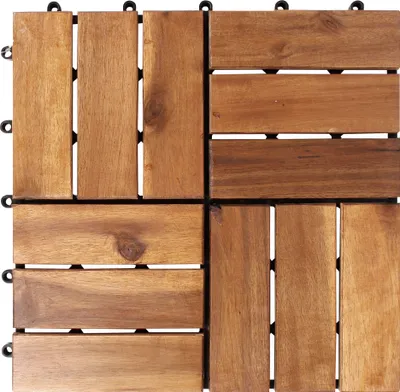 A close-up, top-down view of four wooden tiles arranged in a 2x2 grid.