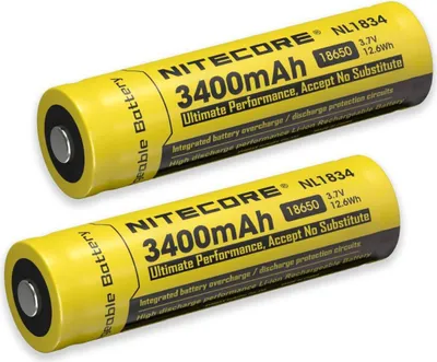 Produktbild von 2x Nitecore Li-Ion Akku 18650 3400mAh NL1834 geschützt
