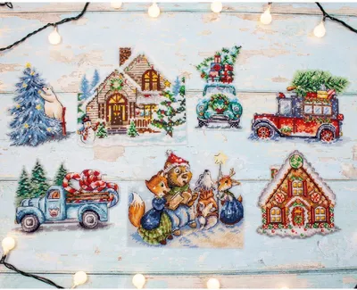 Produktbild von Letistitch Kreuzstich Set "Weihnachtsornamente-Kit Nr. 3, Set mit 7 Stk", Zählmuster, 15x15cm