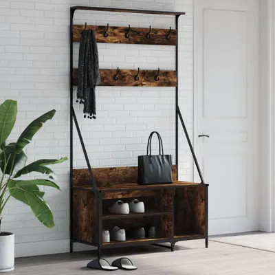 Obrázek produktu pro Věšák na kabáty s botníkem kouřový dub 100x41x184 cm