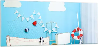 Produktbild von Bilder auf glas - Boot Anker Wolken Junge - 100x40cm - Glasbilder - Wandbilder - Kunstdruck - zum Aufhängen bereit - Wanddekoration aus Glas - Glas Bilder - Wandbild auf Glas - GAB100x40-2940
