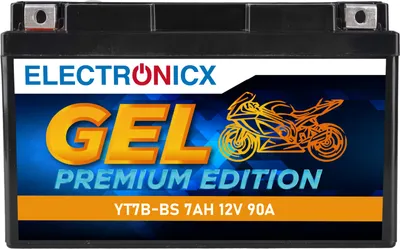 Image de Batterie de moto Electronicx YT7B-BS GEL 12 V, 7 Ah, 90 A/EN - Sans entretien, étanche, longue durée de vie ▶ Batterie haut de gamme 12 V sans entretien  Livraison en Allemagne