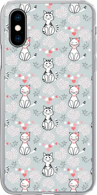 Produktbild von MuchoWow® Handyhülle Schutzhülle Hülle für Telefoonhoesje iPhone X Muster - Katze - Herz - Mädchen - Kinder - Mädchen Silikon Softcase Handy Hülle - Handyhülle