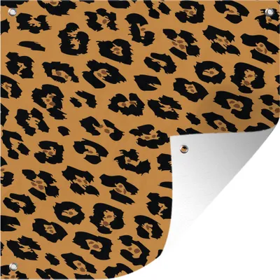 Produktbild von MuchoWow® 100x100 cm Outdoor-Poster Gartendeko Sichtschutz Garten Poster für den Garten  Pantherdruck - Orange - Schwarz