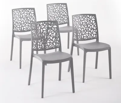 Immagine prodotto di set di 4 sedie impilabili in polipropilene con fibre di vetro per esterni e giardino, bar e ristoranti, cucina design moderno - ANNA - Grigio scuro