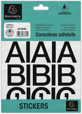Image de EXACOMPTA 67384E EXACOMPTA Lettres autocollantes A-Z, 40 mm, noir