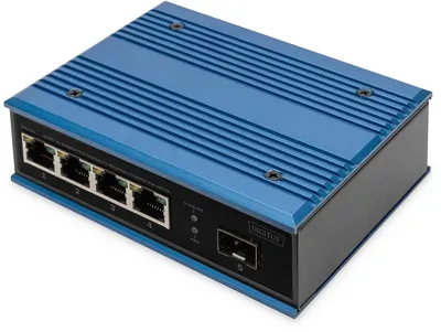 Image de DIGITUS 4 Port Fast Ethernet Netzwerk PoE Switch, Industrial, Unmanaged, 1 SFP Uplink