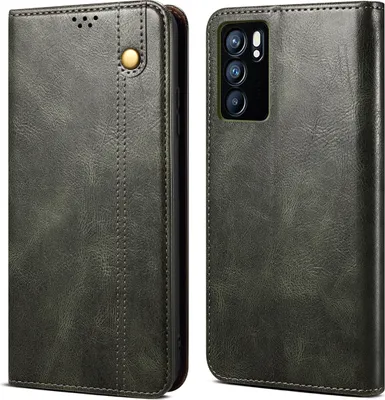 Produktbild von OPPO Reno6 Pro Hülle, Leder Flip Brieftasche Schutzhülle für OPPO Reno6 Pro Grün