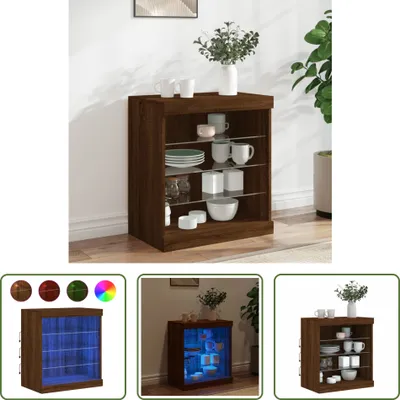 Produktbild von The Living Store Sideboard mit LED-Leuchten Braun Eichen-Optik 60,5x37x67 cm
